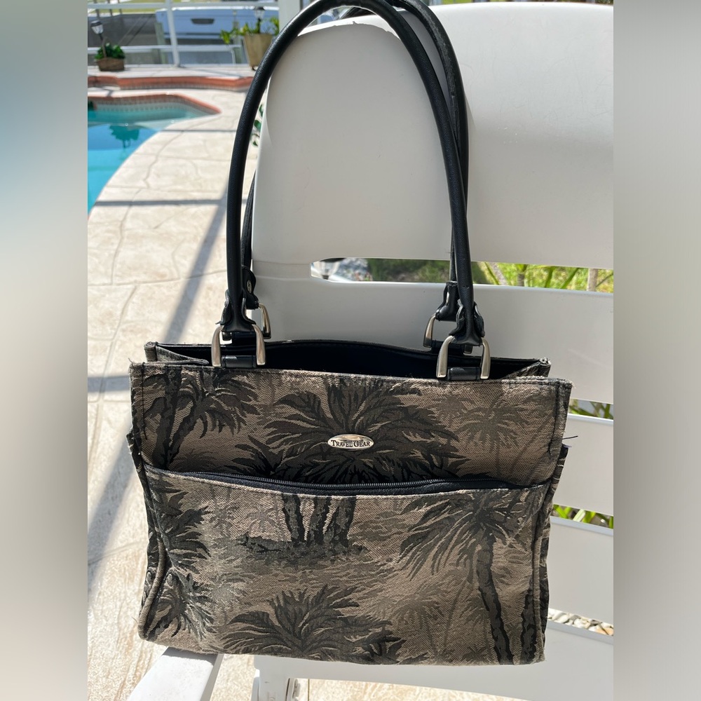 Travel Gear travel bag palm tree design. Greens, taupe colors.